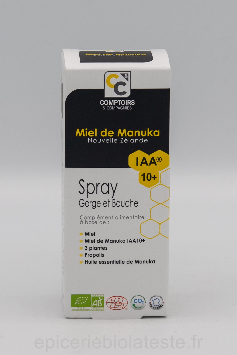 Spray Gorge et Bouche bio miel de manuka UMF/IAA 10+ flacon pompe